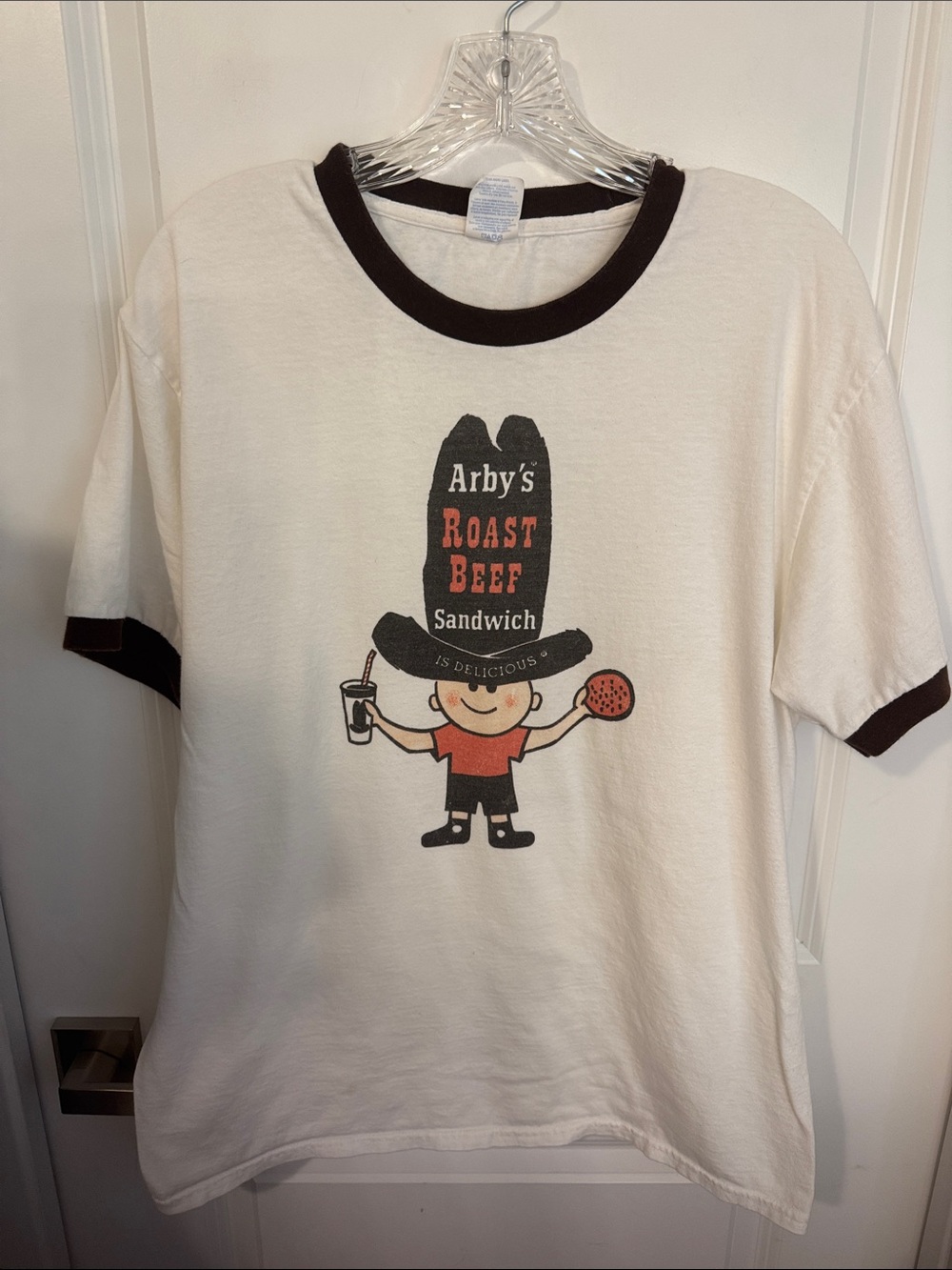 Cream Short-Sleeve Ringer Tee with Roast Beef Graphic